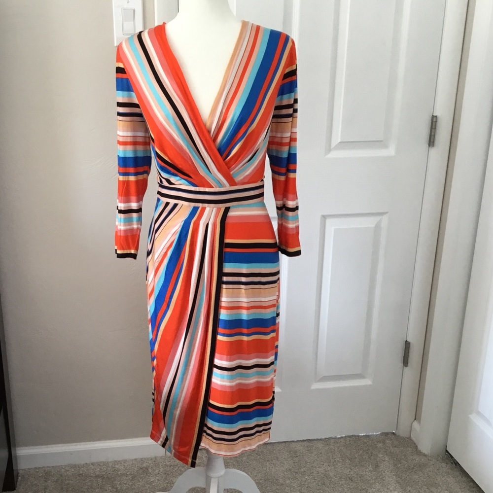 Multicolored Long Sleeve Midi Dress-Nordstrom